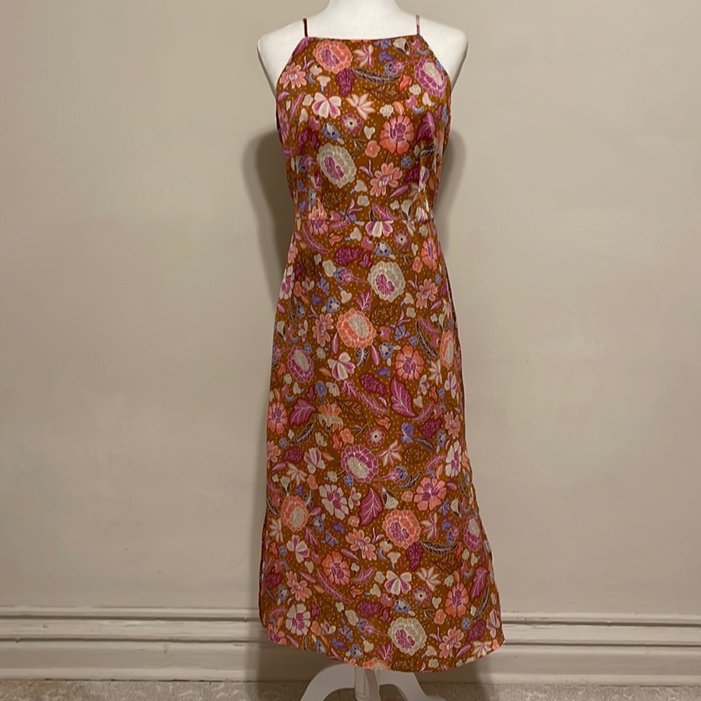 Batik boho bohemian floral Ann Taylor sode slip ligh chiffon slip dress